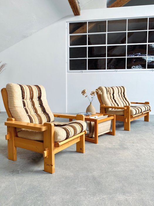Onder andere Creafort (J.G. Steenkamer Meubelfabrieken) - 扶手椅 (3) - 木材（松木）、紡織品、亞麻