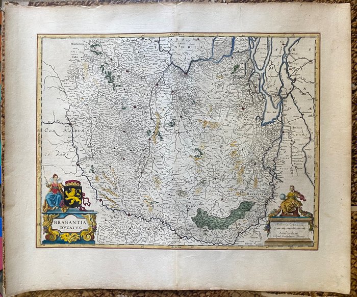 欧洲, 地图 - 比利时; Willem Blaeu - Brabantia Ducatus - 1621-1650