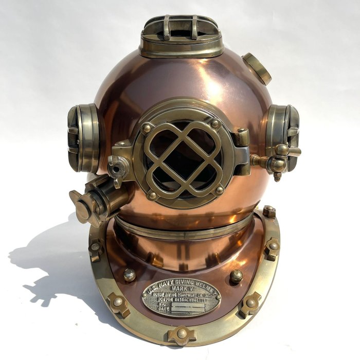 Diving helmet - NO RESERVE!! -- XXL deluxe U.S. "Mark V" Deep Sea Divers duikhelm gegoten gesmeed Rosegoud - Iron (cast/wrought)