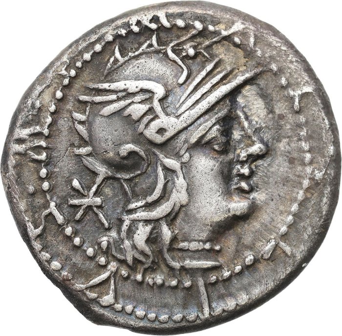 Romerska republiken. M. Acilius M.f., 130 f.Kr.. Denarius