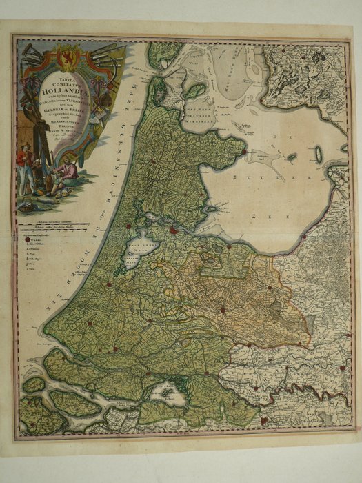 Niederlande, Landkarte - Holland / Texel; J. B. Homann - Tabula Comitatus Hollandiae (...) - 1733