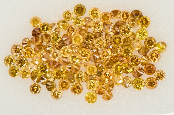 108 pcs Diamants - 1.10 ct - Rond - NO RESERVE PRICE - Fancy Vivid to Deep Mix Yellow - I1, SI1, SI2, VS1, VS2