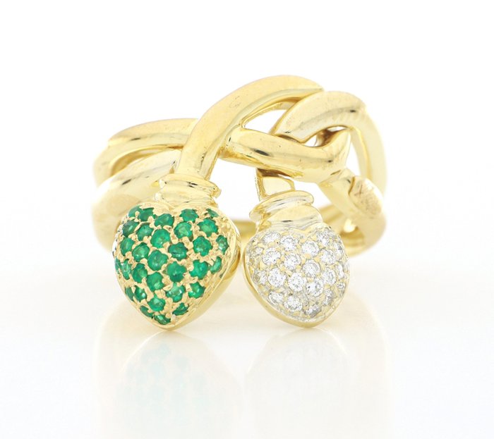 No Reserve Price - ReCarlo - 0.80 ct. - Ring - 18 kt. Yellow gold Diamond  (Natural) - Emerald 