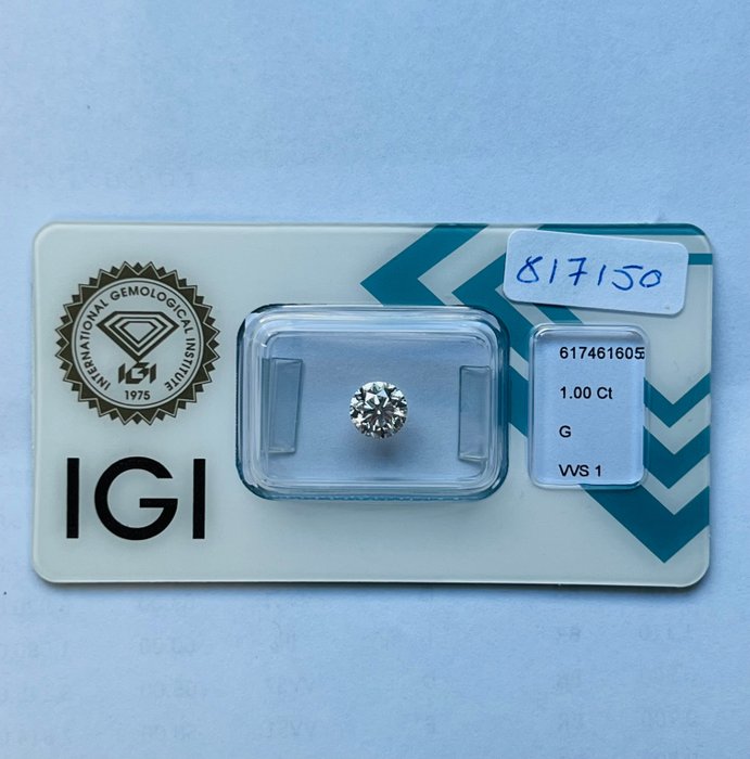 Diamant - 1.00 ct - Brillant, Rund - G - VVS1