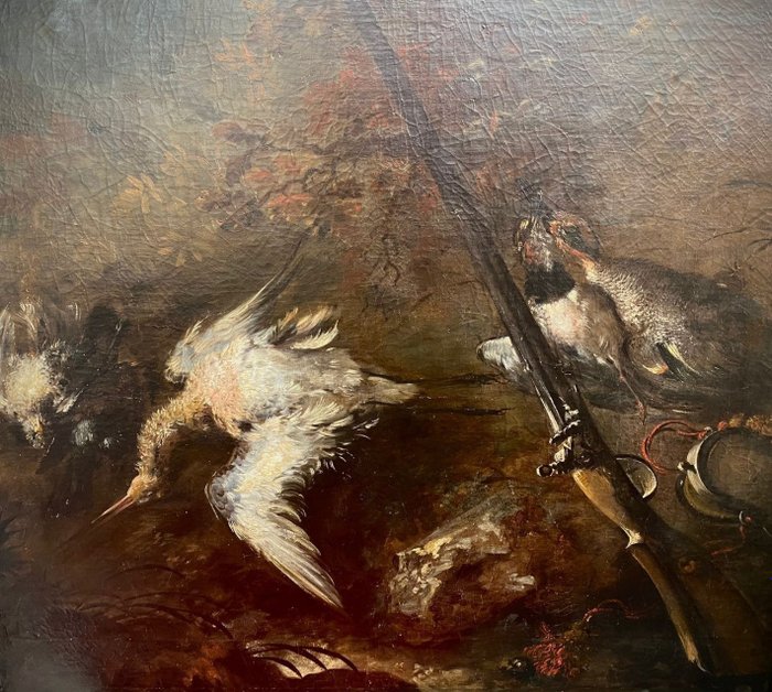 Felice Boselli (1650-1732), Follower of - Scène - gevogelte  met een geweer..