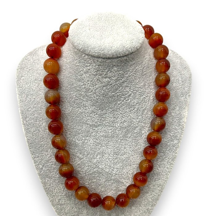 Carnelian - Yellow gold - Necklace
