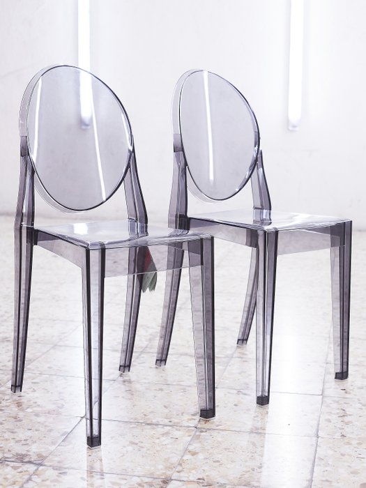 Kartell - Philippe Starck - Victoria Ghost - Chair (2) - Smoke Grey - Polycarbonate