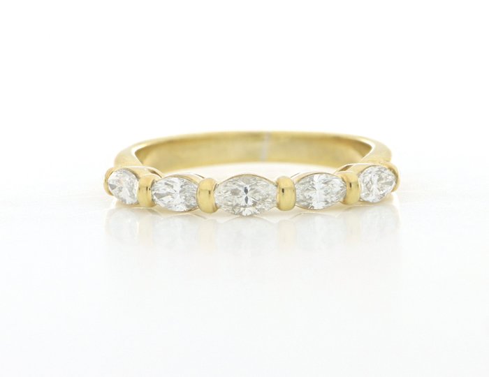 Ohne Mindestpreis - Ring Gelbgold -  0.60 tw. Markis Diamant  (Natürlich) 