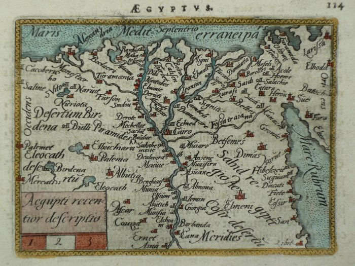 非洲, 地图 - 埃及/尼罗河; Philippe Galle - Aegupti recentior descriptio - 1581-1600