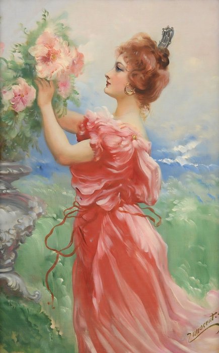 Ferenc Innocent (1859–1934) - Signora che dispone i fiori