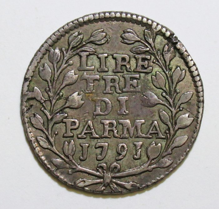 意大利，帕尔马公国. Ferdinando I. 3 Lire 1791