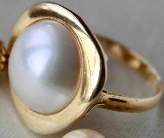 Goldsmith's hallmark high-quality - 戒指 - 14 克拉 黃金, 南海 珍珠