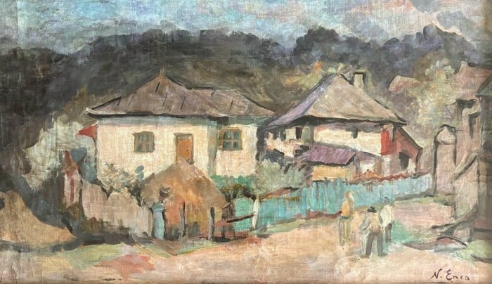 Nicu Enea (1897-1960) (workshop of) - Street in a country landscape