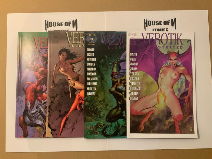 Verotik Illustrated (1997 Series) # 1-3 Cover A & Cover B. USA Adult 18+ COMPLETE SERIES! High Grade! - # 2 Dave Stevens Cover. # 3 B Milo Manara Cover. Simon Bisley, Dave Stevens, Richard Corben and Milo - 4 Comic collection - 第一版 - 1997