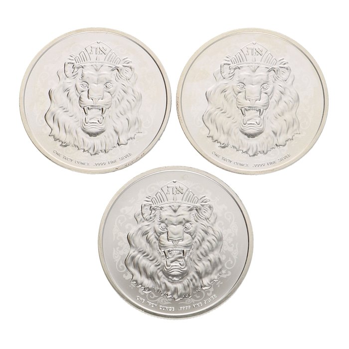 紐埃. 2 Dollars 2023 ''Lion'', 3x1 Oz (.999)  (沒有保留價)