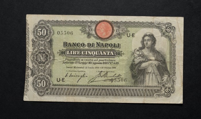 Italie, Banque de Naples - 50 Lire 22/10/1903 "Industria" R3 - Gigante BN 5B