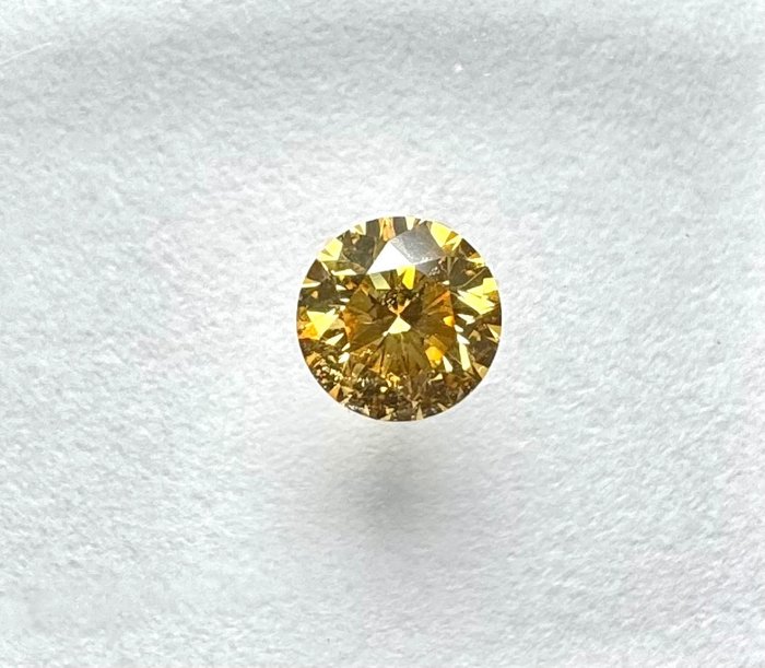 Diamant - 0.18 ct - Rund - fancy orangy yellow - SI2