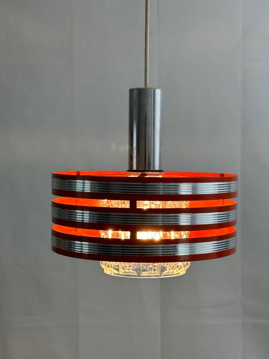 Richard Essig - Plafondlamp - UFO-ruimtetijdperk - Glas, chroom