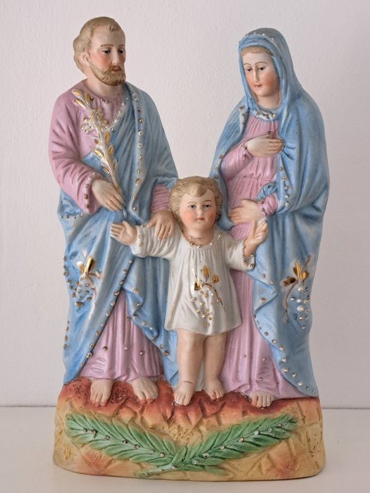 基督教物品 - 《神圣家族》 - 饼干瓷 - 20世纪初