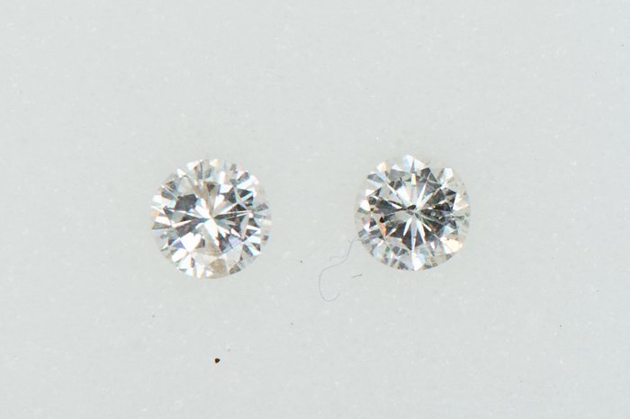 2 pcs Diamanter - 0.25 ct - Runda - NO RESERVE PRICE - G - H - I1, I2, I3