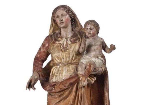 雕刻, "Madonna con Bambino" Taglia Italiana del 600 - 71 cm - 木