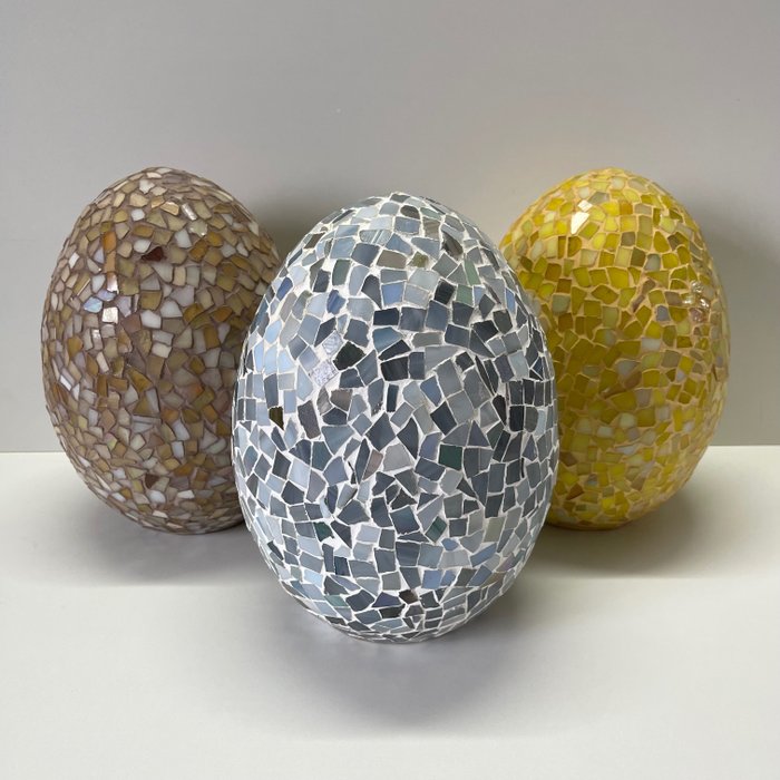 Ornamento architettonico (3) - XXL handgemaakte grote mozaïek eieren - 1970-1980 