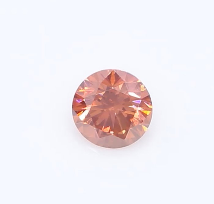 Diament - 0.11 ct - brylantowy, okrągły - Fancy Intense Pink - VVS2 (z bardzo, bardzo nieznacznymi inkluzjami)