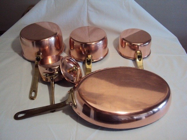 Cooking pot set (5) - Brass, Copper