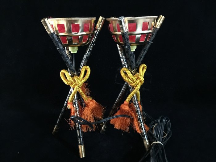 2pc set / Japanese Vintage Samurai Interior 篝火 KAGARIBI Beacon Lantern Lamp (H:28cm) - Harz - Japan