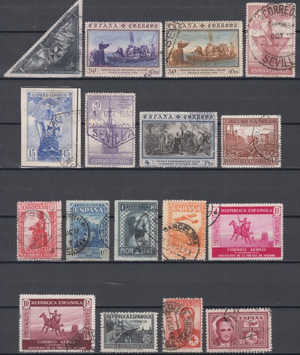 España  - Lote de sellos del Primer Centenario en usado.