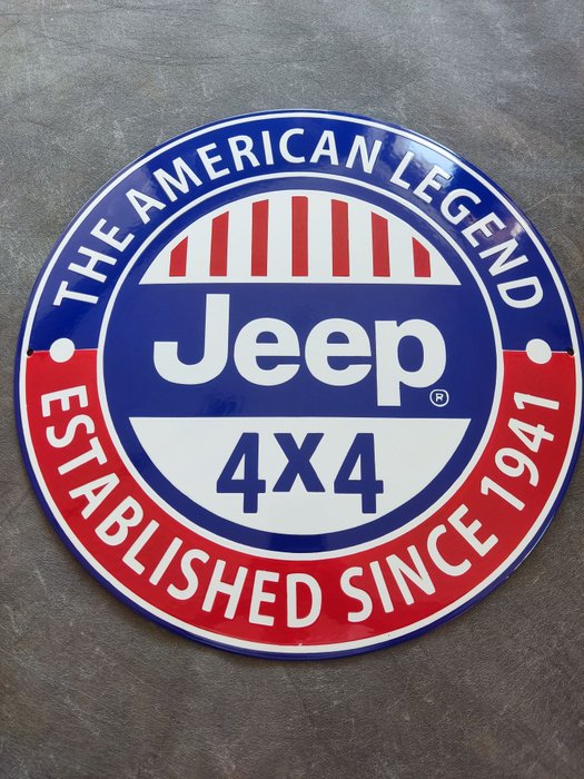 搪瓷、搪瓷标牌、搪瓷标牌 - Jeep - The american legend Jeep 4x4 enamel sign, Emaille Schild Emailschild