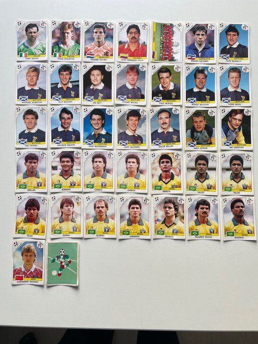 Panini - World Cup Italia 90 - Ireland/Colombia/Scotland/Brazil/Romario/SSR - 37 Loose stickers