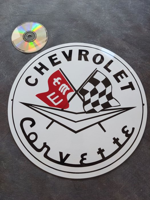Sign - Chevrolet - Corvette enamel sign, emaille Schild, Emailschild