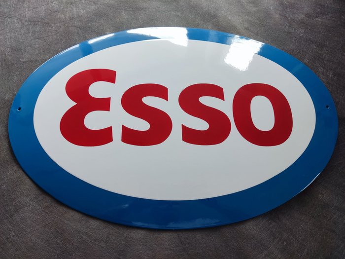 ExxonMobil - Esso Oil gas station enamel sign Emailschild Emaille Schild Tankstelle