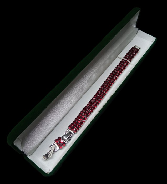 Gratis frakt Första kvalitet Granat 925 Silver Armband - Armband