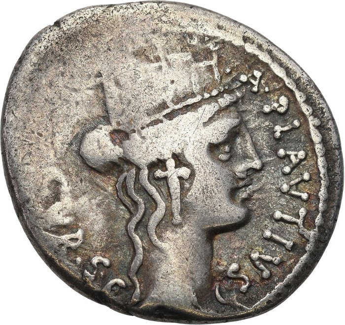 Republika Rzymska. A. Plautius, 55 BC. Denarius Rare -  BACCHIVS IVDAEVS