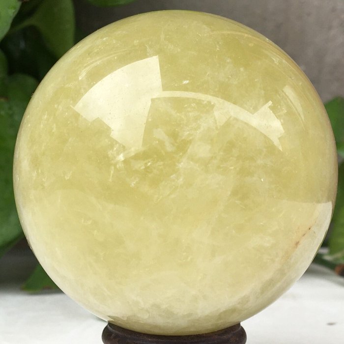 Sphère de quartz XXL Ouro Verde | Sphère de cristal de quartz citron Poli - Hauteur : 180 mm - Largeur : 180 mm- 6377 g - (1)