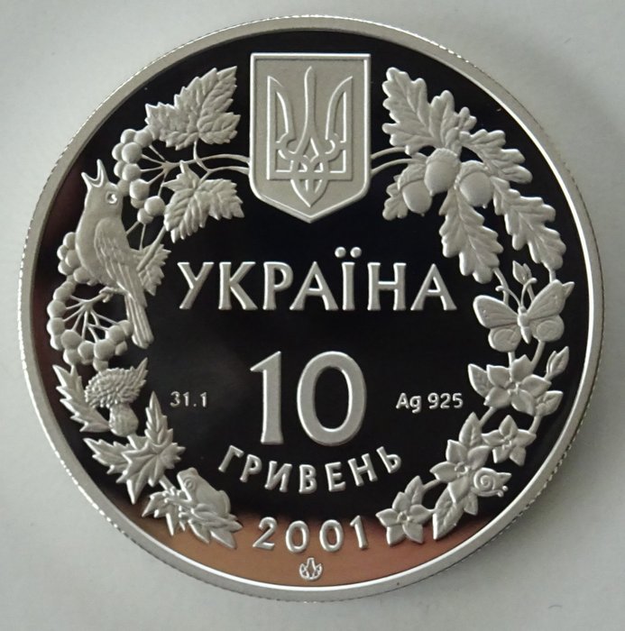 Oekraïne. 10 Hryven 2001 “Wildlife” – Lynx, 1 Oz Proof  (Zonder Minimumprijs)