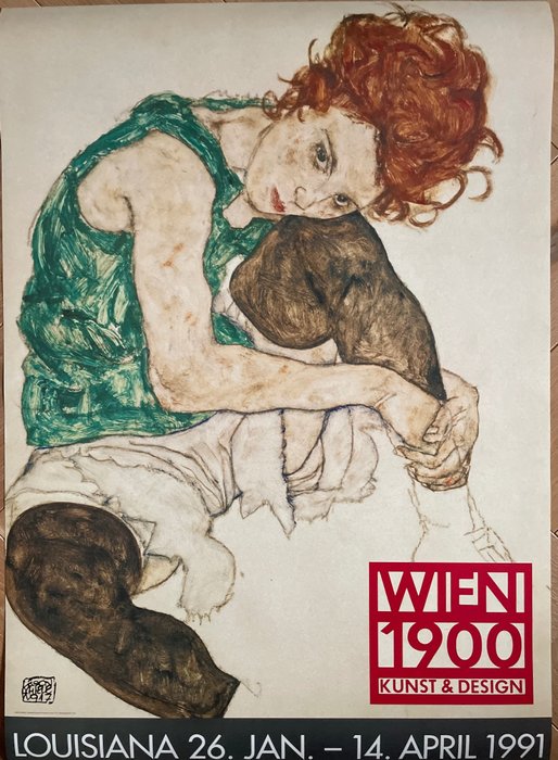 Egon Schiele (after) - Siddende Kvinde (Kunstnerens kone), (1971)