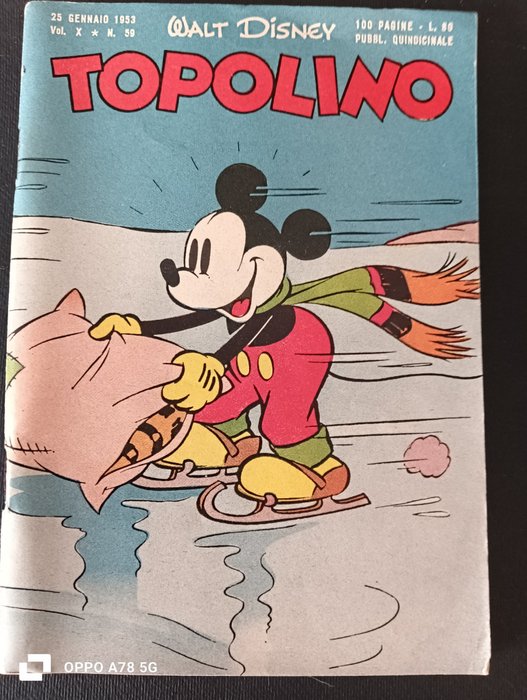 Topolino N.59 - Topolino e l' isola Nera perla - 1 Comic - Primera edición - 1953/1953