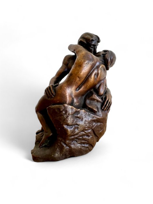 Auguste Rodin (after) - Skulptur, "Le Baiser" (The Kiss) - 12 cm - Patineret bronse