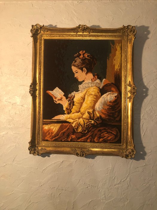 Margot de Paris Fragonard Nuori tyttö lukee kangasta - Koruompelu - 64 cm - 6 cm