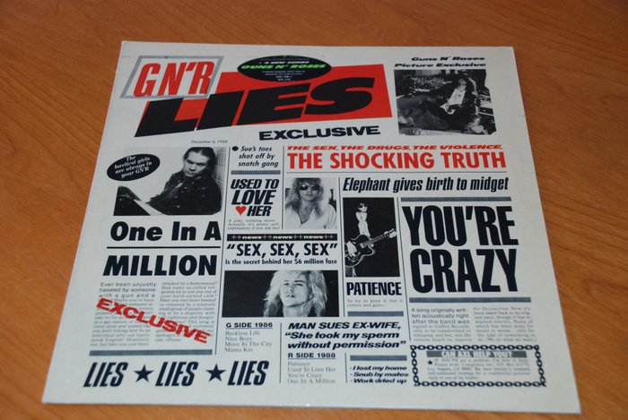 Guns N’ Roses - LIES - LP - 第一批 模壓雷射唱片 - 1988