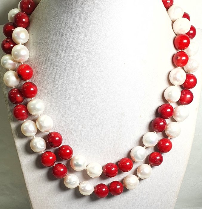 珍珠 - 淡水珍珠（灵性成长）&化石（辟邪）- 925银胸针 - 项链