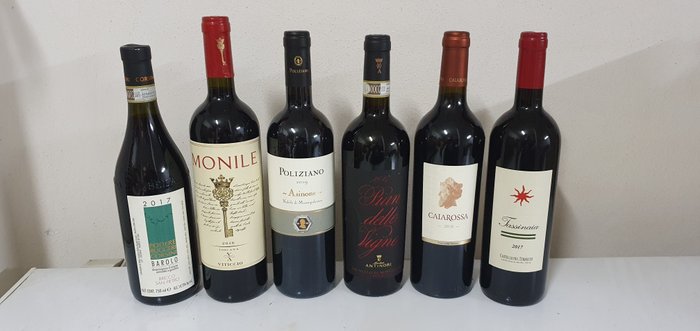 Ruggeri Corsini Bricco San Pietro 2017, Viticcio Monile 2016, Asinone 2019, Pian delle Vigne 2017, - Piedmont, Tuscany - 6 Bottles (0.75L)