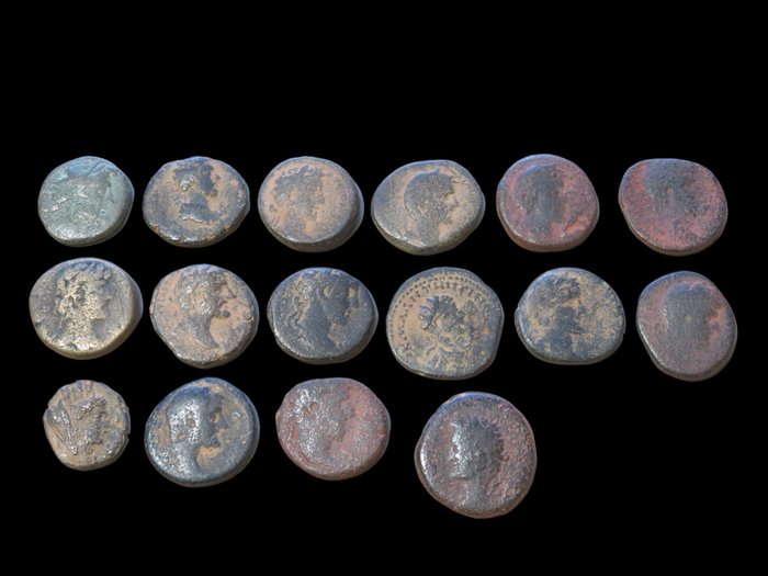 羅馬帝國 （省）. Lot of 16 Æ coins 1st century BC - 3rd century AD  (沒有保留價)