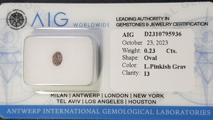 1 pcs Diamant - 0.23 ct - Oval - schickes Grau - I3 (Piqué), No Reserve Price