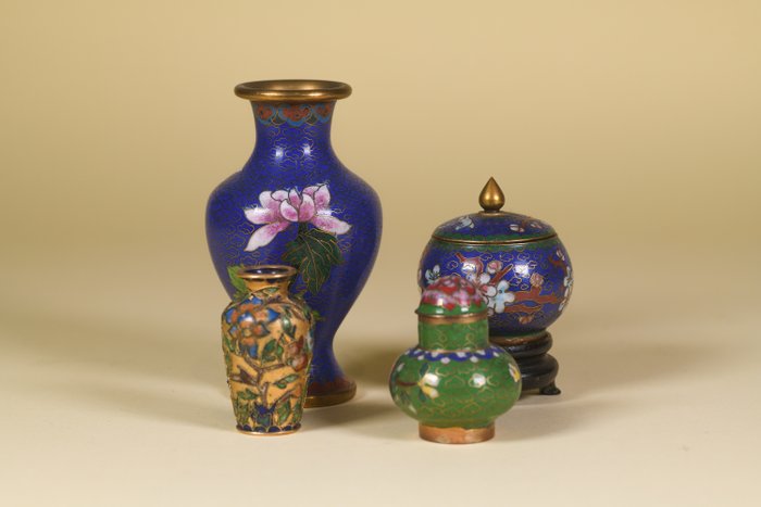 Glas (4) - Cloisonné - Emaille, Messing