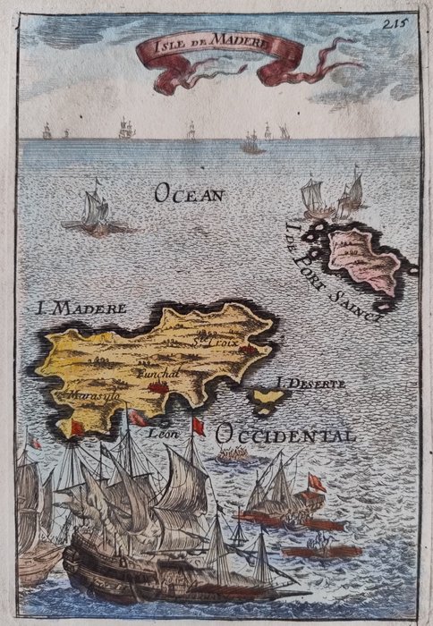 Africa, Hartă - Madeira / Portugalia; M. Mallet - Isle de Madere - 1701-1720