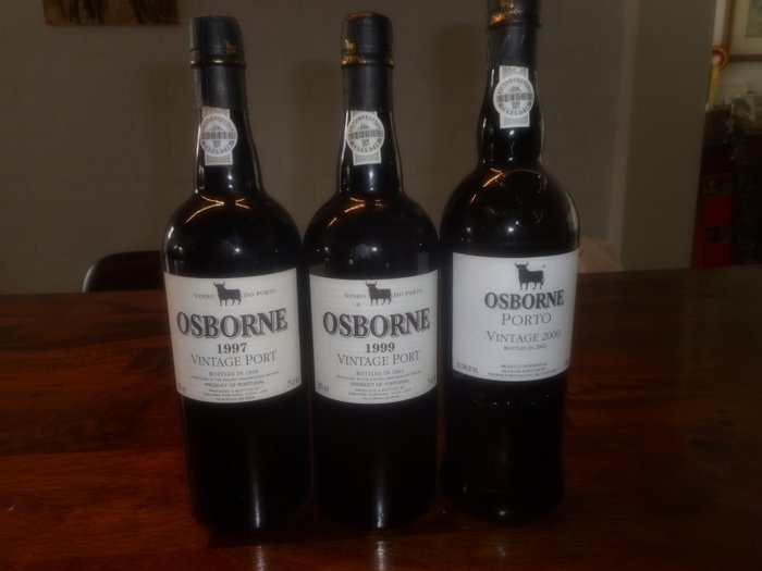 Osborne Vintage Port: 1997, 1999 & 2000 - Douro - 3 Flasker (0,75 L)